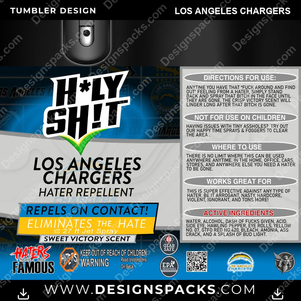 Football HOLY SHIT Los Angeles Chargers NFL Football Tumbler Digital Wrap Design Download