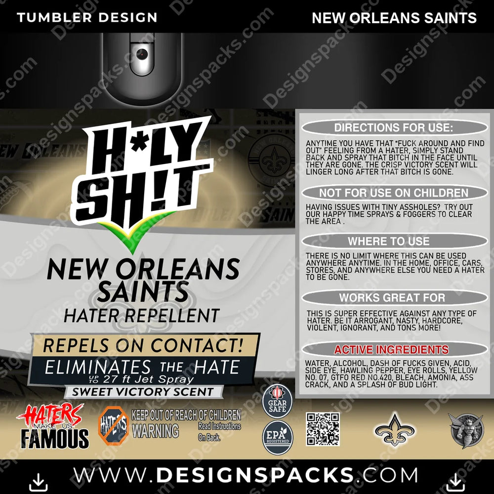 Football HOLY SHIT New Orleans Saints NFL Football Tumbler Digital Wrap Design Download