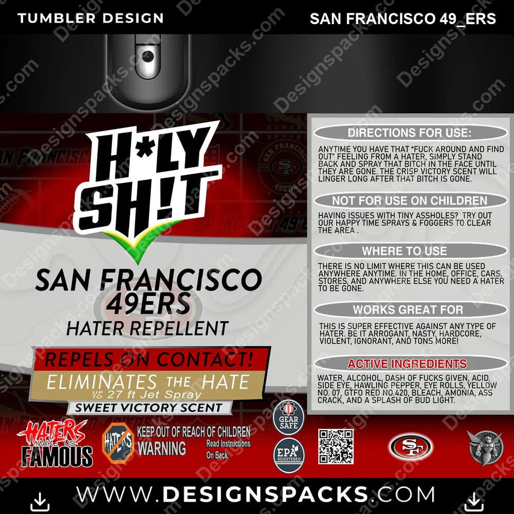 Football HOLY SHIT San Francisco 49ers NFL Football Tumbler Digital Wrap Design Download