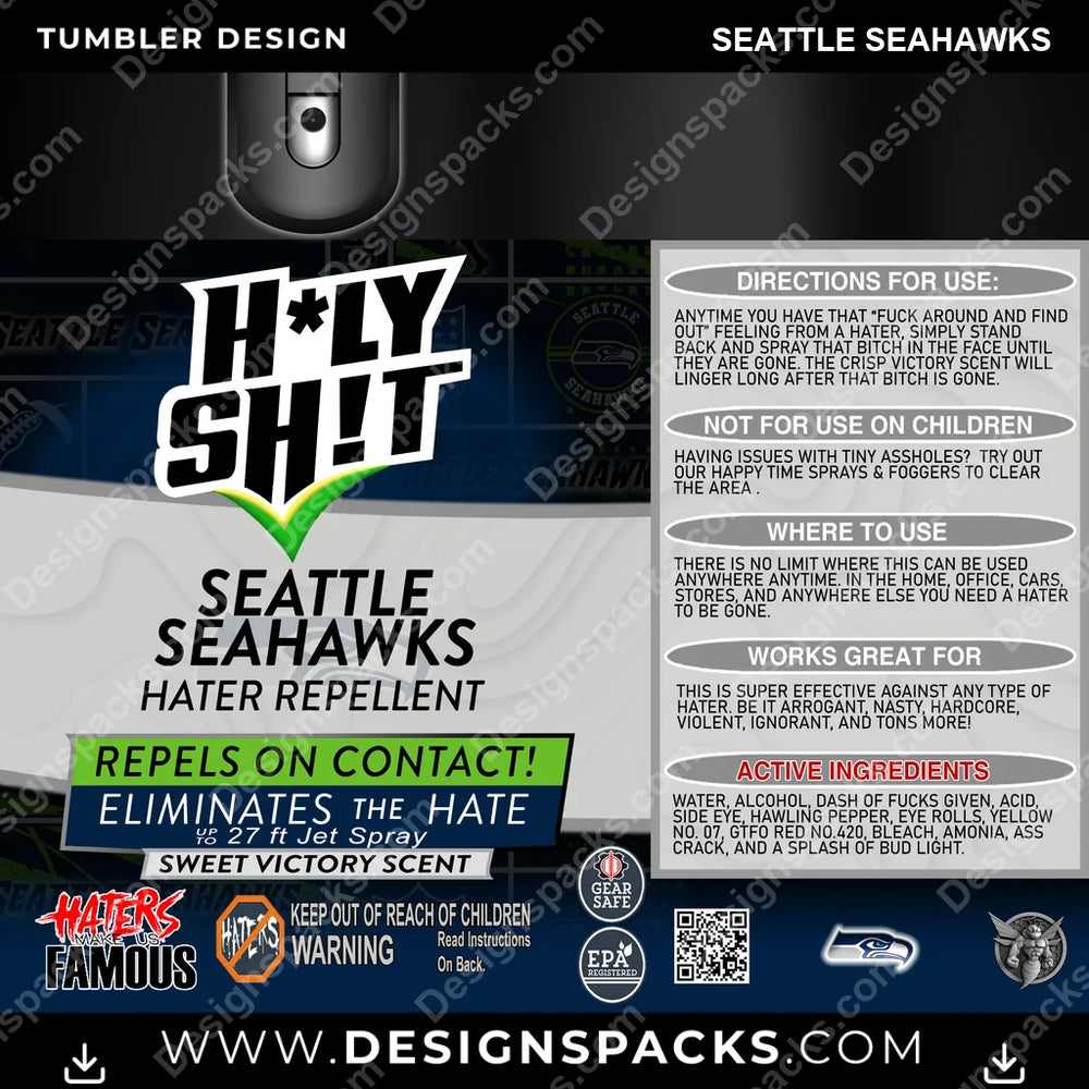 Football HOLY SHIT Seattle Seahawks NFL Football Tumbler Digital Wrap Design Download