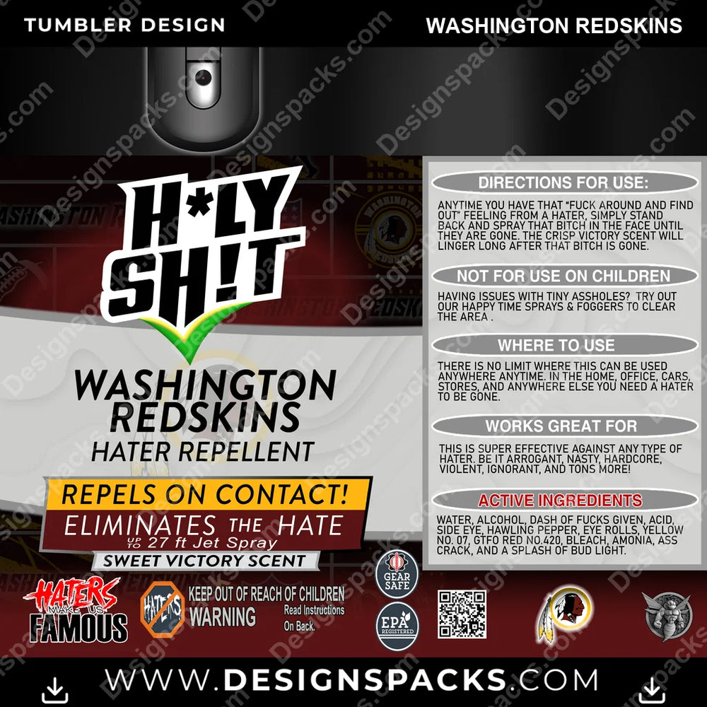 Football HOLY SHIT Washington Redskins NFL Football Tumbler Digital Wrap Design Download