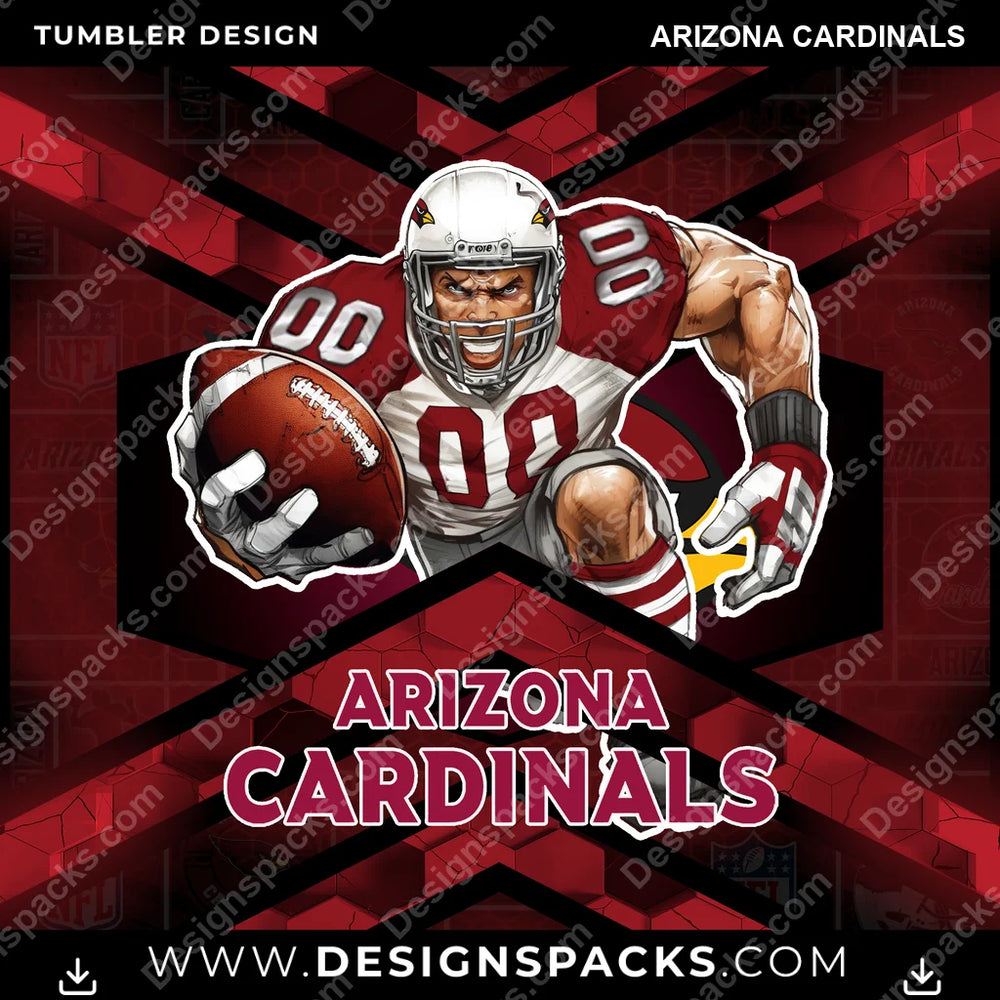 Football Honeycomb Arizona Cardinals NFL Football Tumbler Digital Wrap Design Download