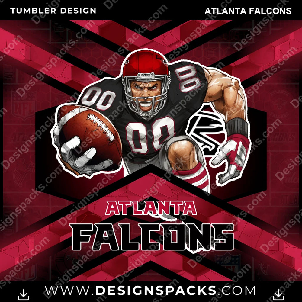 Football Honeycomb Atlanta Falcons NFL Football Tumbler Digital Wrap Design Download
