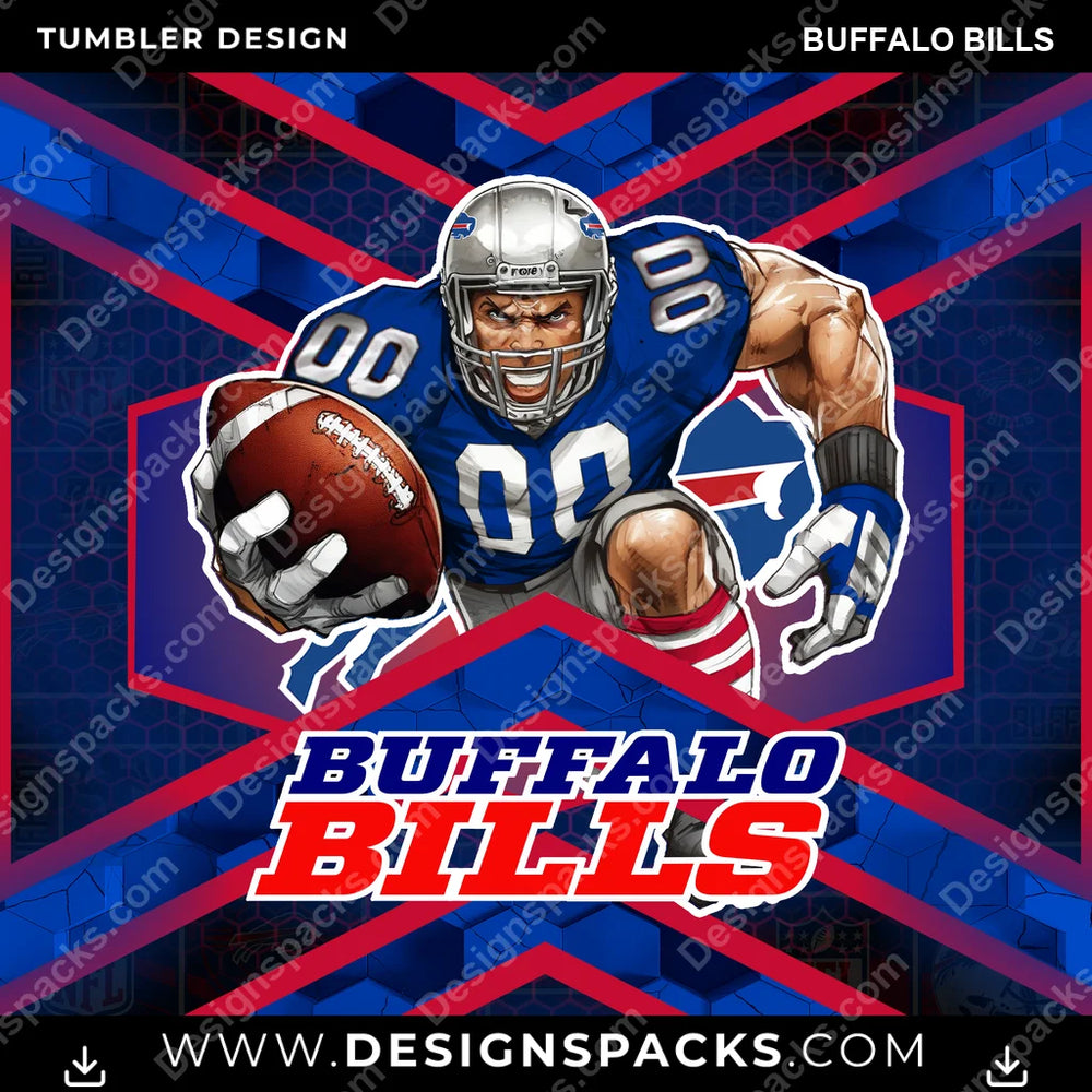 Football Honeycomb Buffalo Bills NFL Football Tumbler Digital Wrap Design Download
