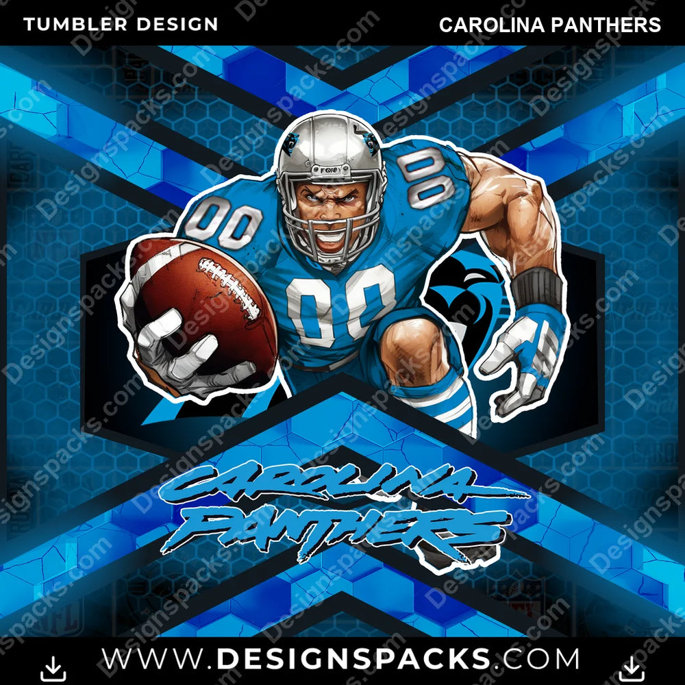 Football Honeycomb Carolina Panthers NFL Football Tumbler Digital Wrap Design Download