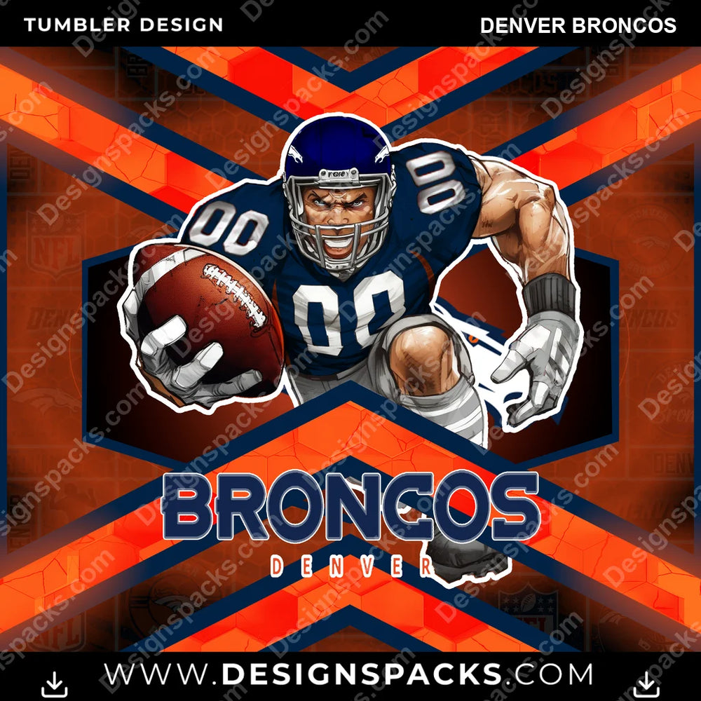 Football Honeycomb Denver Broncos NFL Football Tumbler Digital Wrap Design Download