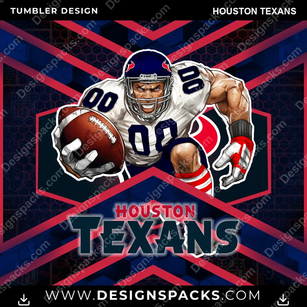 Football Honeycomb Houston Texans NFL Football Tumbler Digital Wrap Design Download