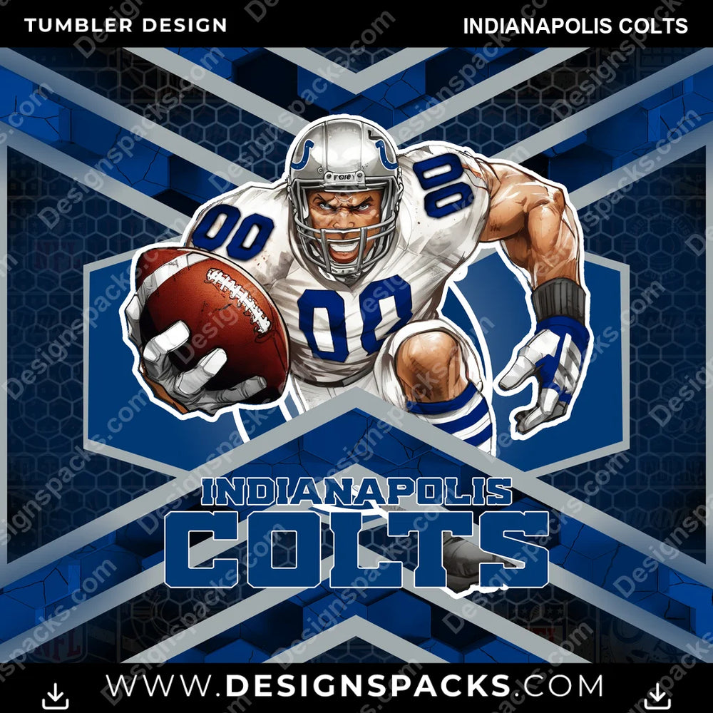 Football Honeycomb Indianapolis Colts NFL Football Tumbler Digital Wrap Design Download