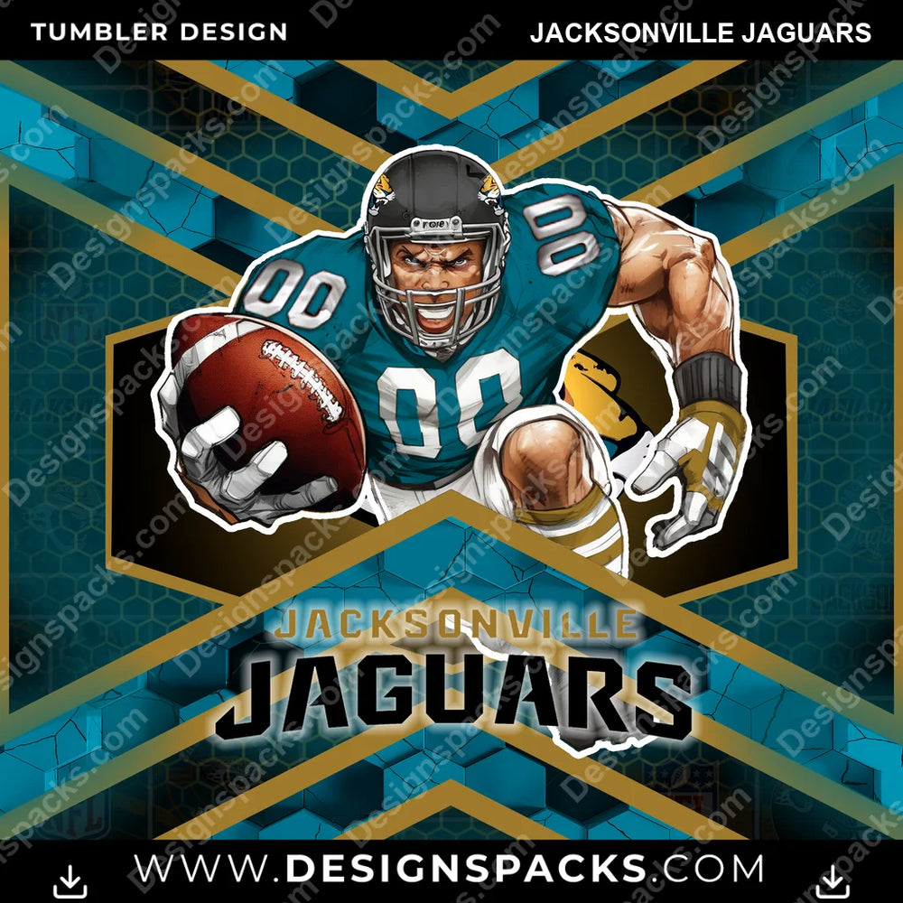 Football Honeycomb Jacksonville Jaguars NFL Football Tumbler Digital Wrap Design Download