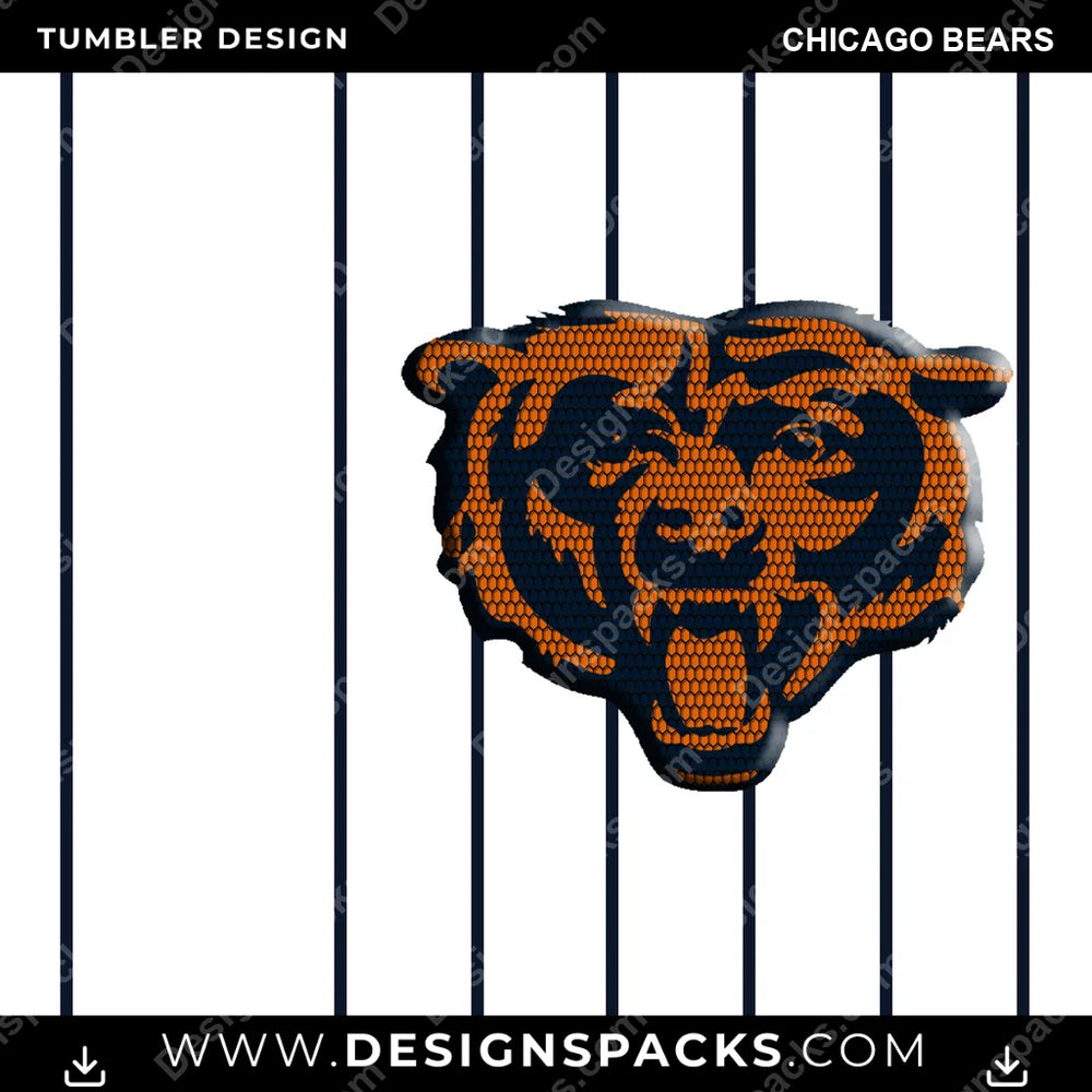 Football Honeycomb Logo Chicago Bears NFL Football Tumbler Digital Wrap Design Download