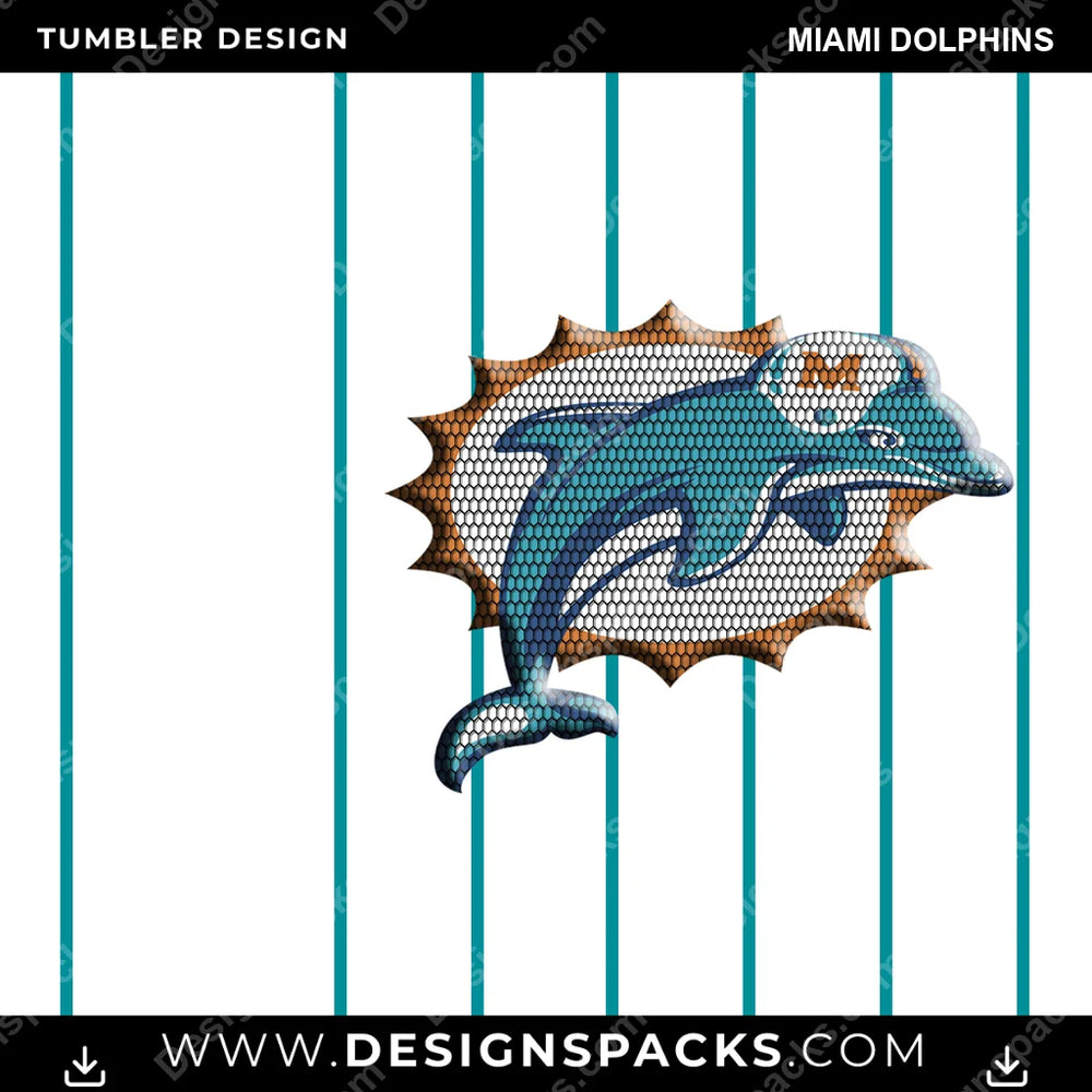 Football Honeycomb Logo Miami Dolphins NFL Football Tumbler Digital Wrap Design Download