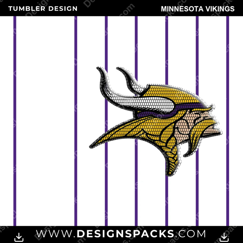 Football Honeycomb Logo Minnesota Vikings NFL Football Tumbler Digital Wrap Design Download