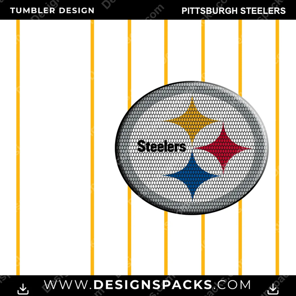 Football Honeycomb Logo Pittsburgh Steelers NFL Football Tumbler Digital Wrap Design Download