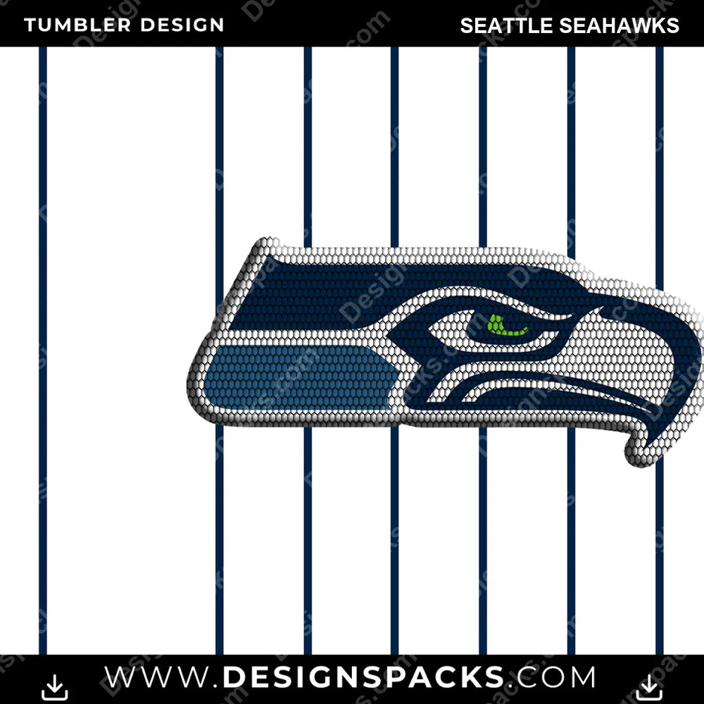 Football Honeycomb Logo Seattle Seahawks NFL Football Tumbler Digital Wrap Design Download