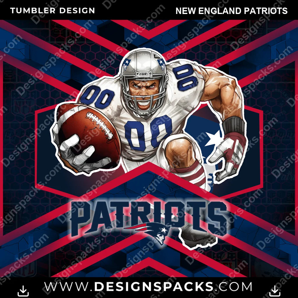 Football Honeycomb New England Patriots NFL Football Tumbler Digital Wrap Design Download