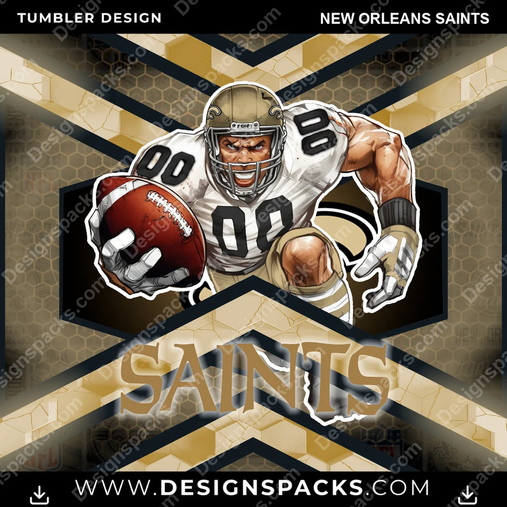 Football Honeycomb New Orleans Saints NFL Football Tumbler Digital Wrap Design Download