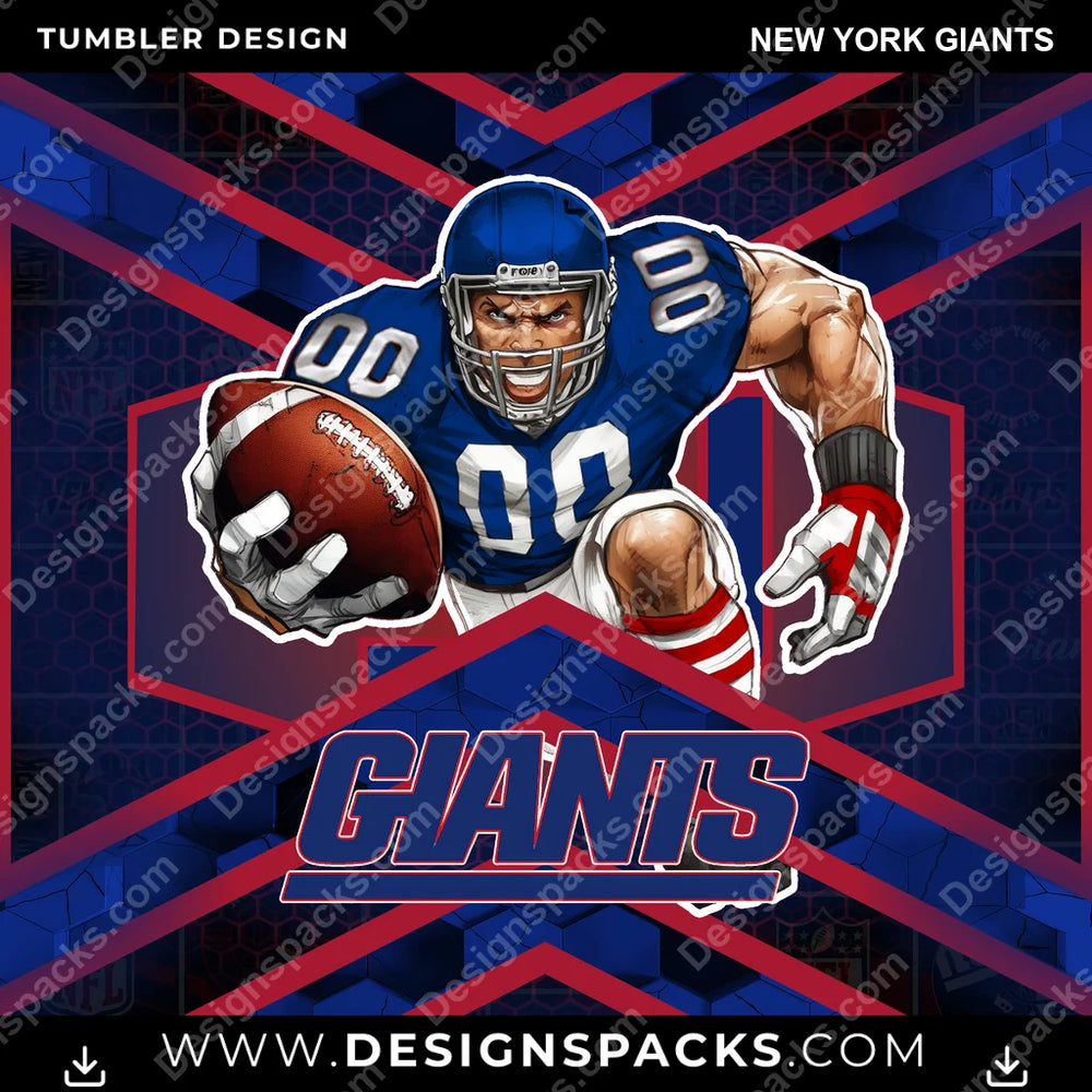 Football Honeycomb New York Giants NFL Football Tumbler Digital Wrap Design Download