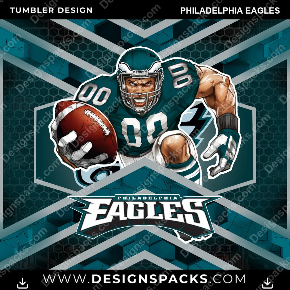 Football Honeycomb Philadelphia Eagles NFL Football Tumbler Digital Wrap Design Download