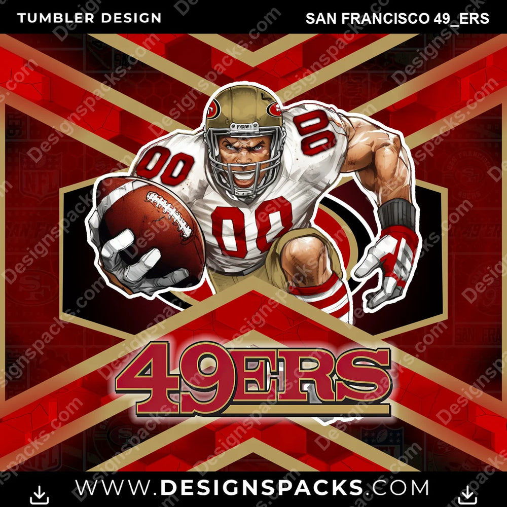 Football Honeycomb San Francisco 49ers NFL Football Tumbler Digital Wrap Design Download