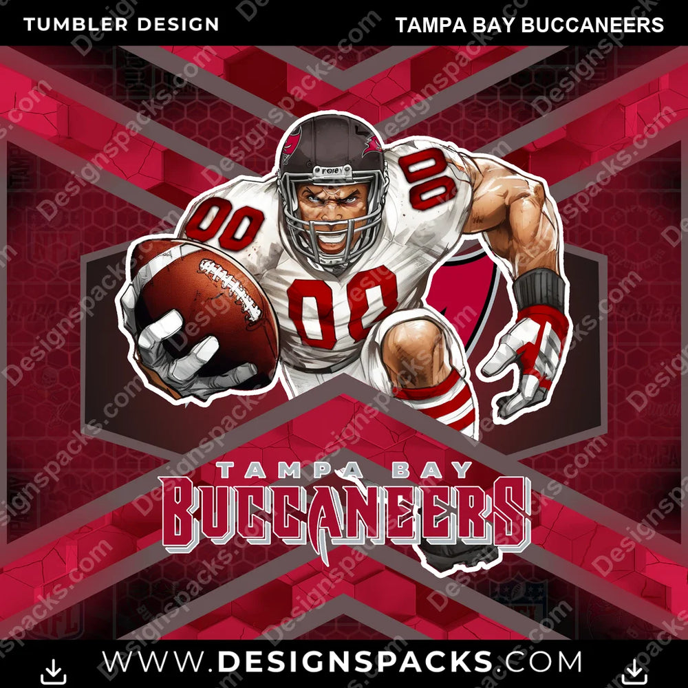 Football Honeycomb Tampa Bay Buccaneers NFL Football Tumbler Digital Wrap Design Download