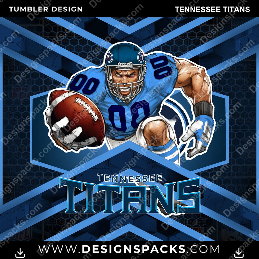 Football Honeycomb Tennessee Titans NFL Football Tumbler Digital Wrap Design Download