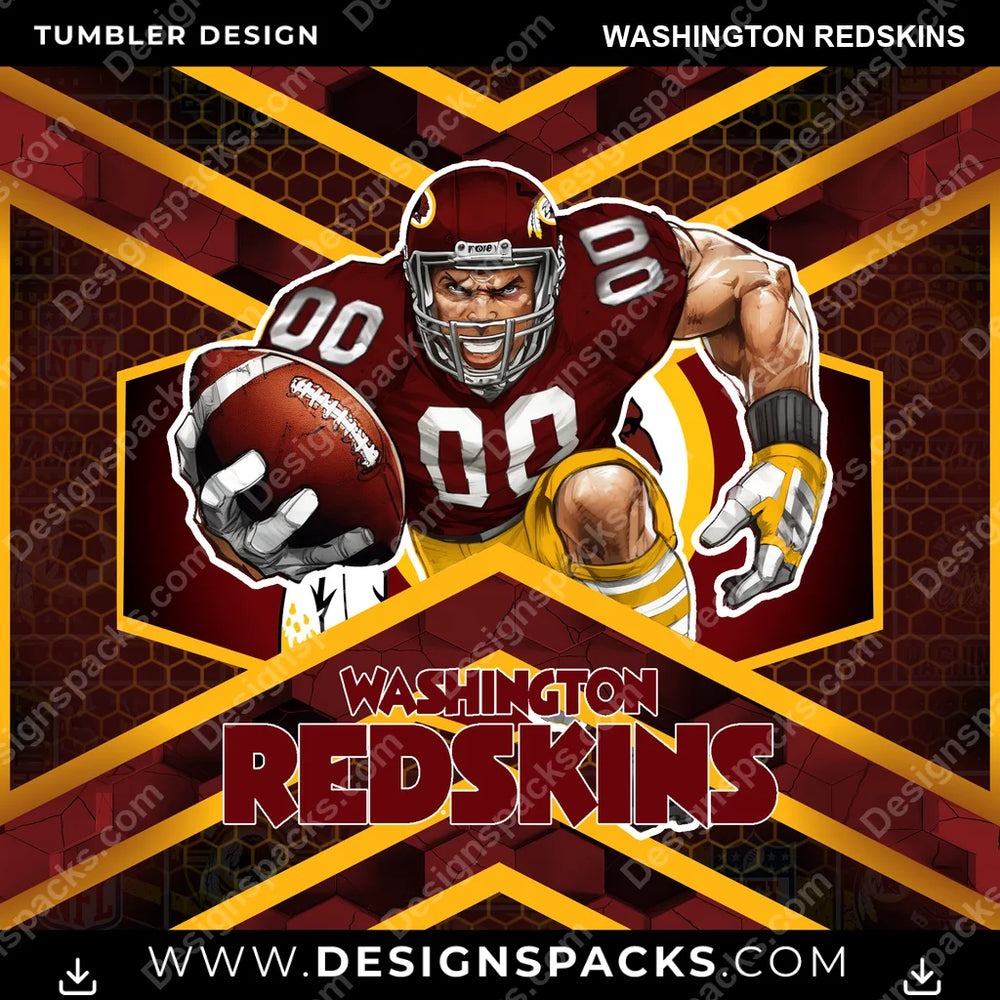 Football Honeycomb Washington Redskins NFL Football Tumbler Digital Wrap Design Download