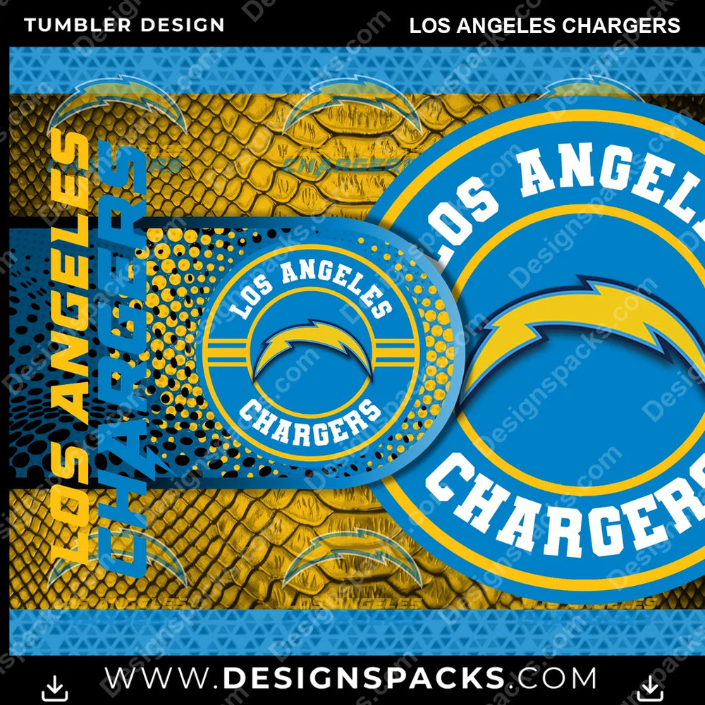 Football Hyper Los Angeles Chargers NFL Football Tumbler Digital Wrap Design Download