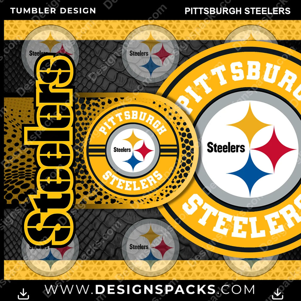 Football Hyper Pittsburgh Steelers NFL Football Tumbler Digital Wrap Design Download