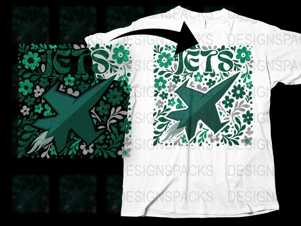 Floral Star Pattern Design Graphic T-Shirt, Stylish Green and White Tee, Casual Wear for All Ages