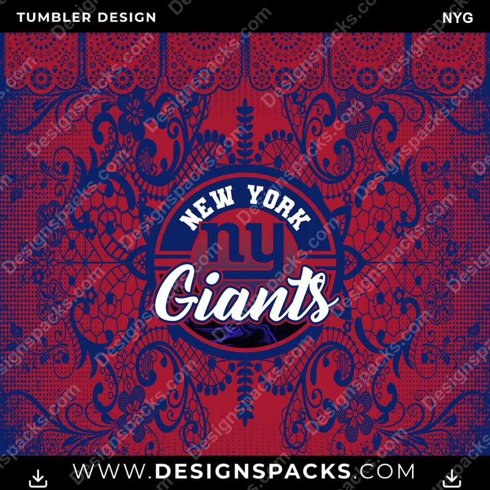 Football Lace & Logo NYG NFL Football Tumbler Digital Wrap Design Download