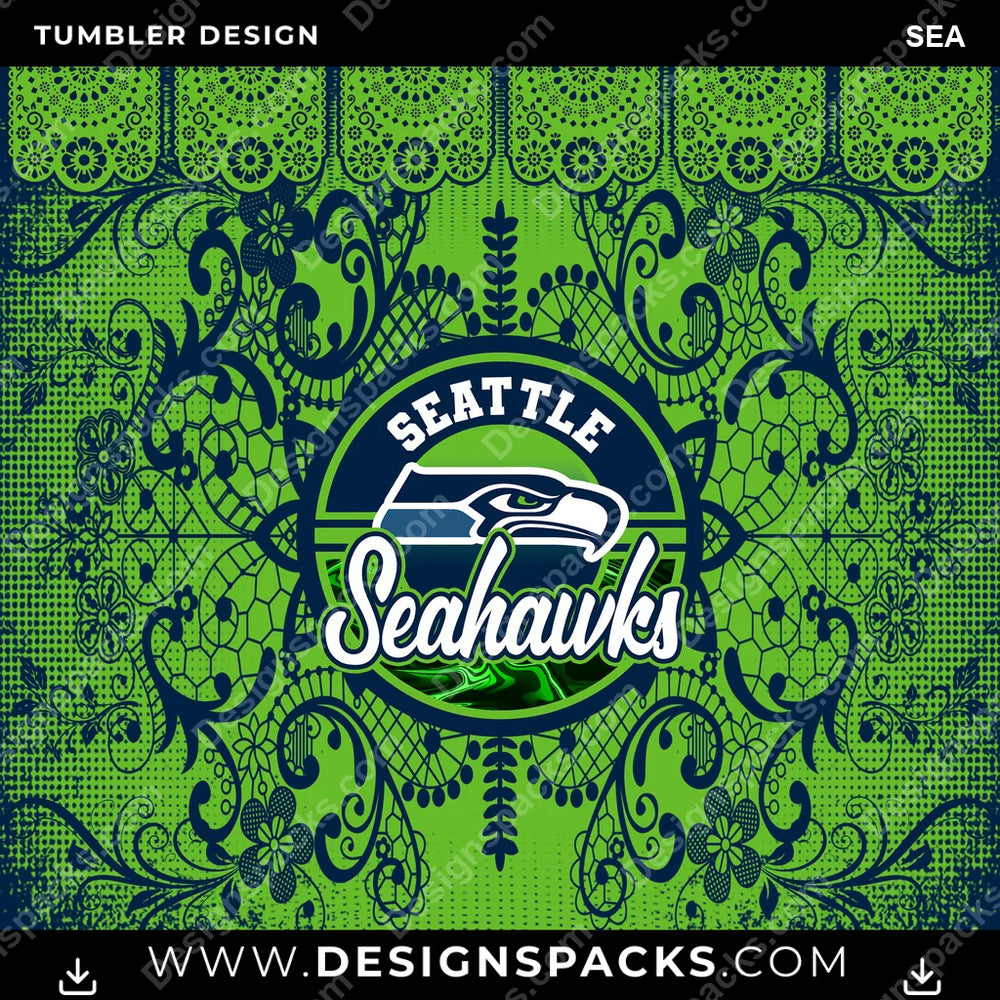 Football Lace & Logo SEA NFL Football Tumbler Digital Wrap Design Download
