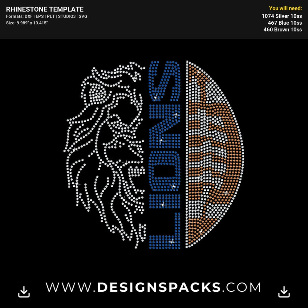 Football Lions Rhinestone Digital Template