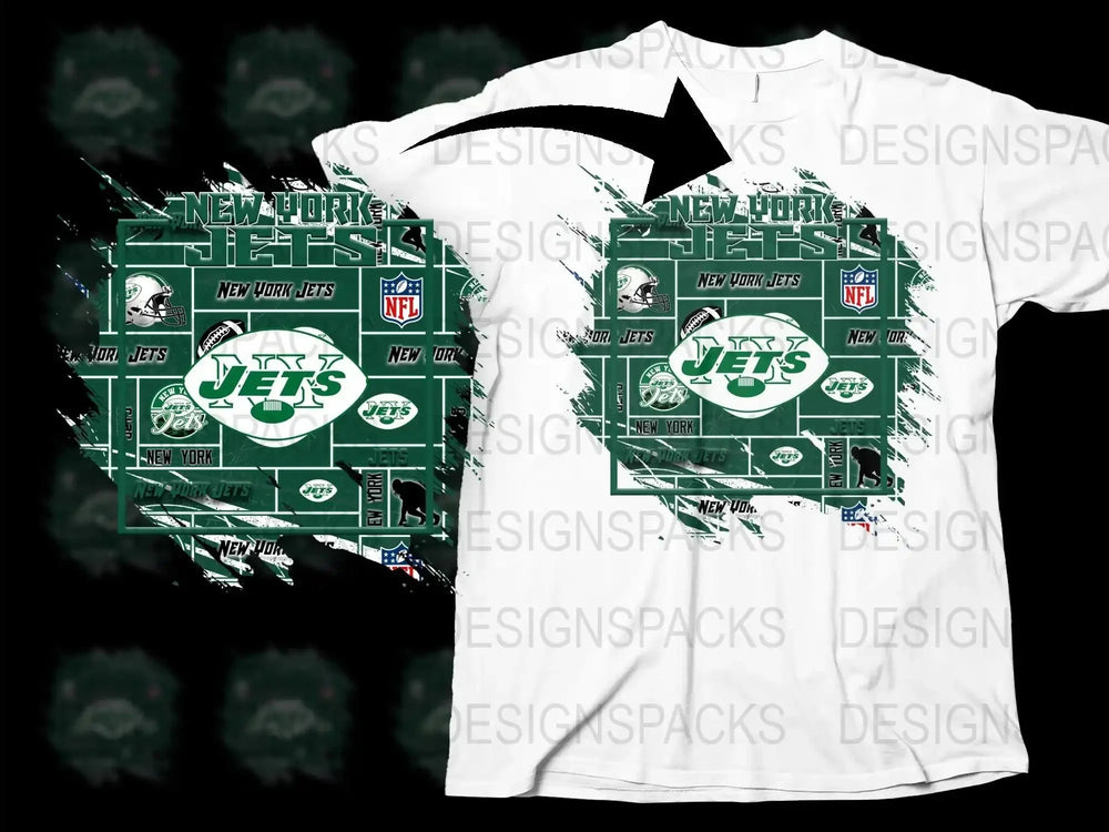 New York Jets NFL Team Graphic T-Shirt, Men's Football Themed Casual Wear, Sports Tee, Green and White Design, Fan Apparel