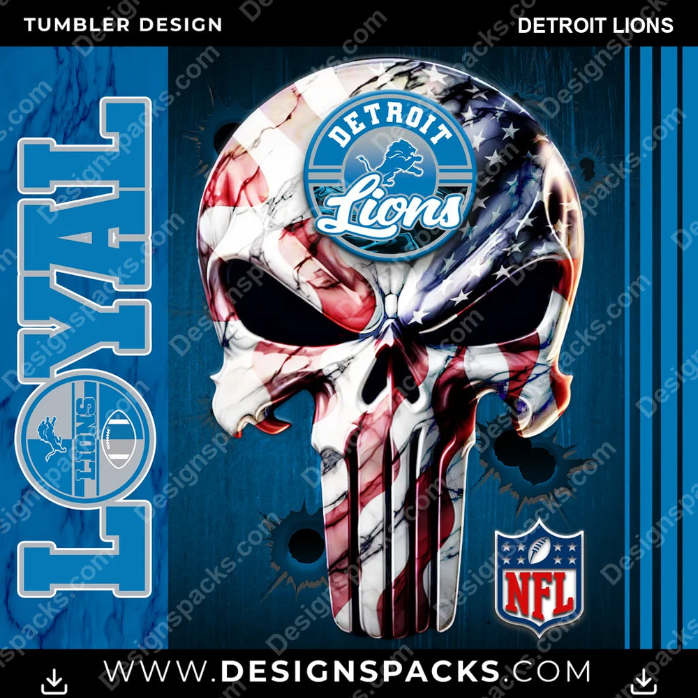Football Loyal Detroit Lions NFL Football Tumbler Digital Wrap Design Download