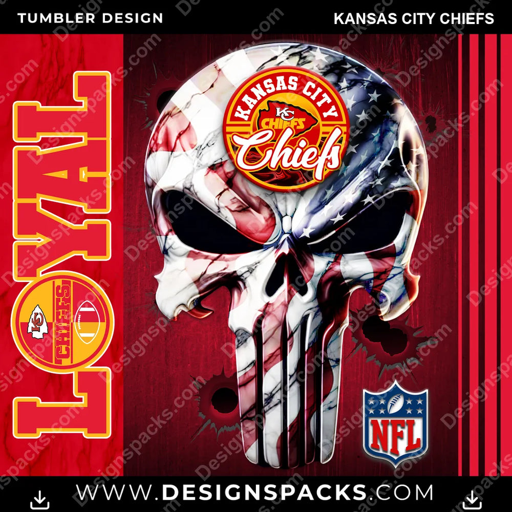Football Loyal Kansas City Chiefs NFL Football Tumbler Digital Wrap Design Download
