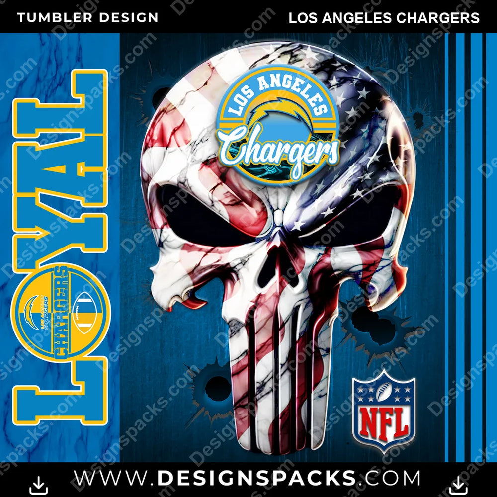 Football Loyal Los Angeles Chargers NFL Football Tumbler Digital Wrap Design Download