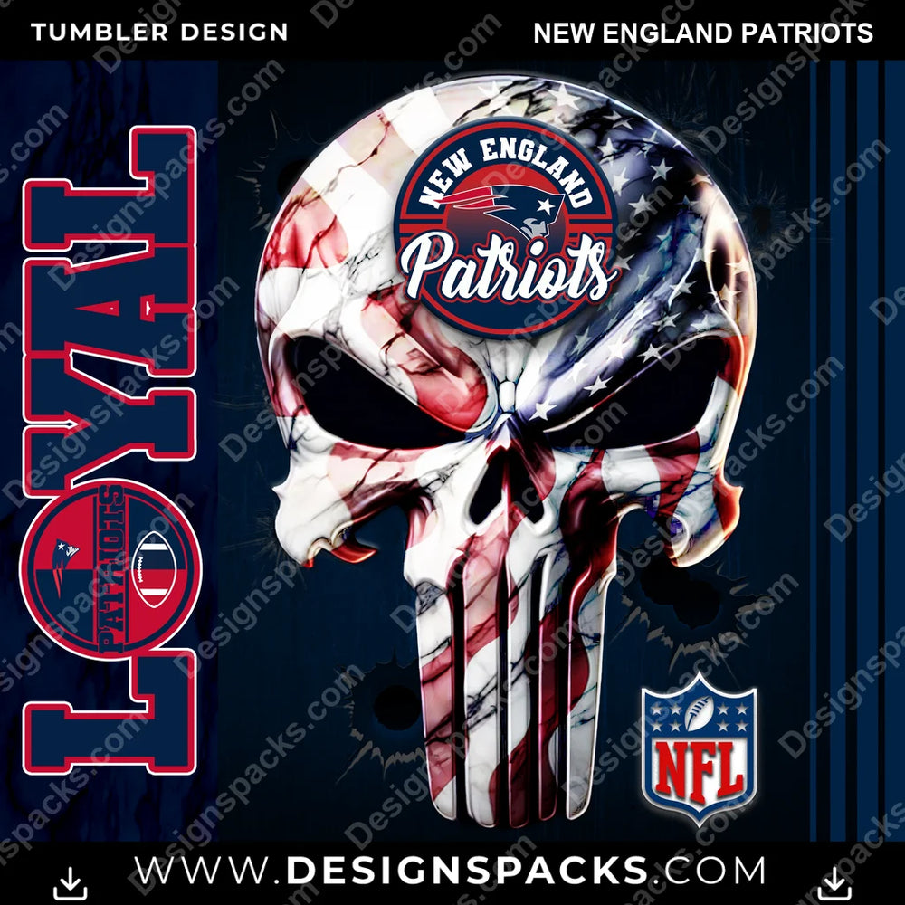 Football Loyal New England Patriots NFL Football Tumbler Digital Wrap Design Download