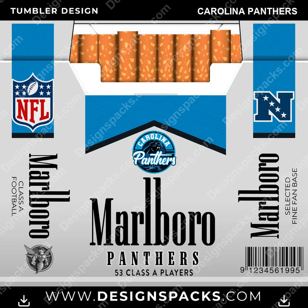 Football Marlboro Carolina Panthers NFL Football Tumbler Digital Wrap Design Download
