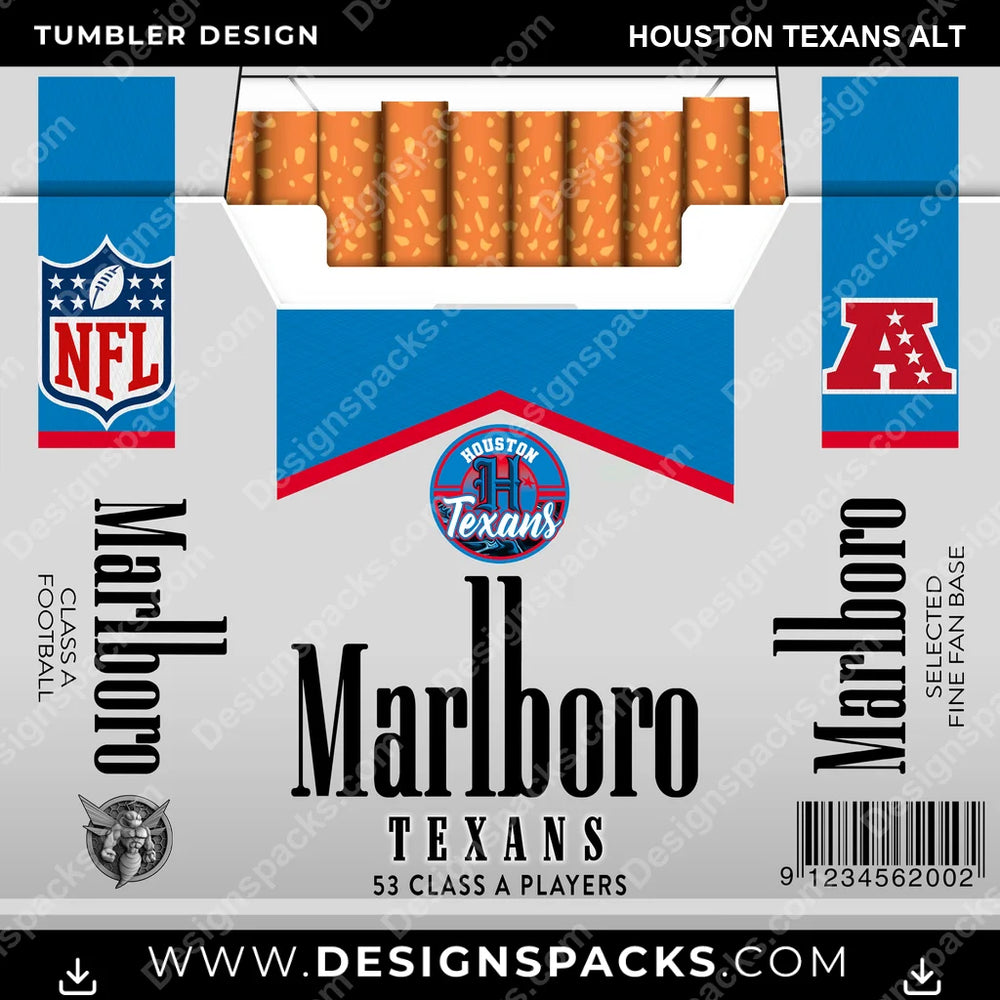 Football Marlboro Houston Texans Alt NFL Football Tumbler Digital Wrap Design Download