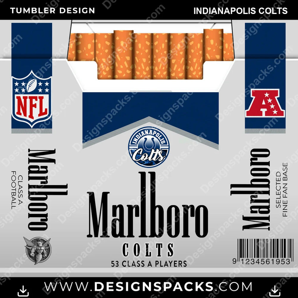 Football Marlboro Indianapolis Colts NFL Football Tumbler Digital Wrap Design Download