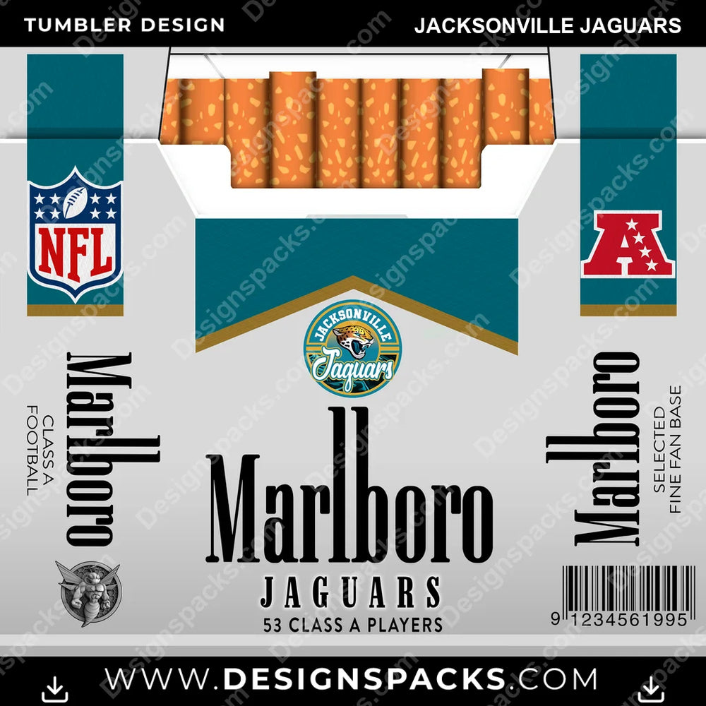 Football Marlboro Jacksonville Jaguars NFL Football Tumbler Digital Wrap Design Download