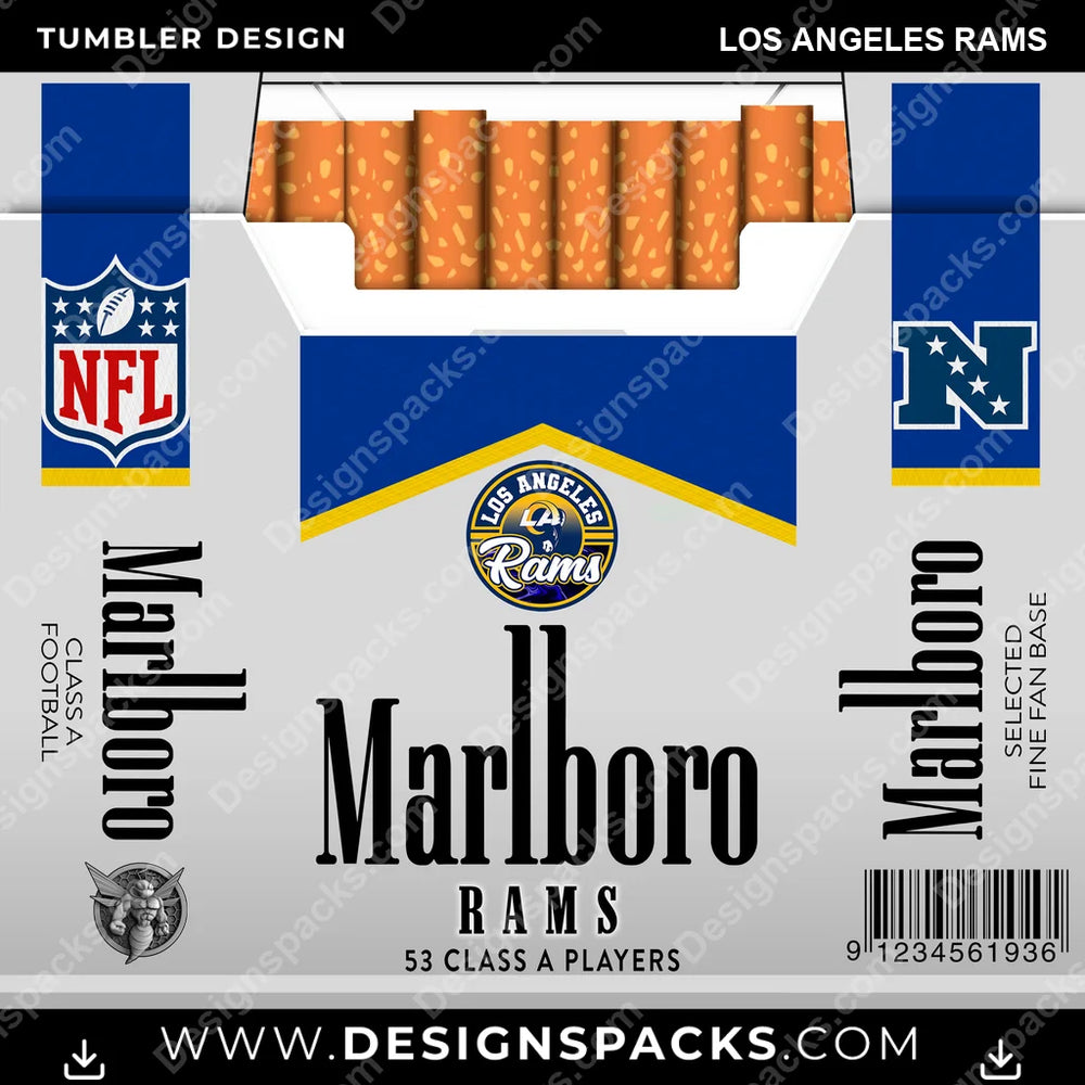 Football Marlboro Los Angeles Rams NFL Football Tumbler Digital Wrap Design Download