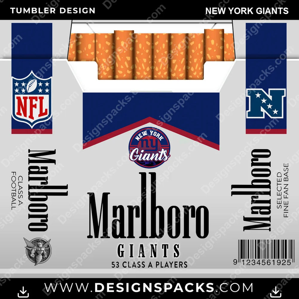 Football Marlboro New York Giants NFL Football Tumbler Digital Wrap Design Download