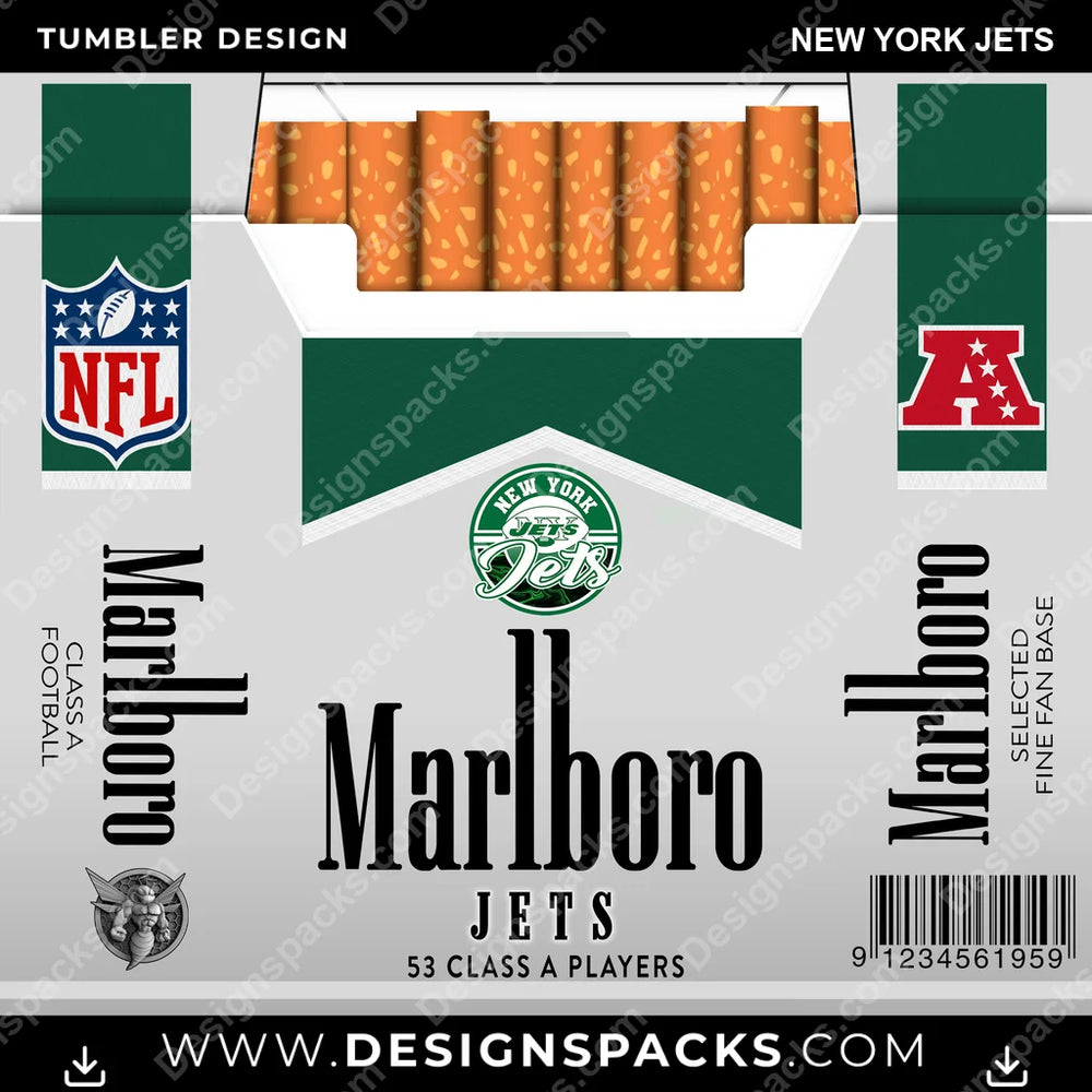 Football Marlboro New York Jets NFL Football Tumbler Digital Wrap Design Download