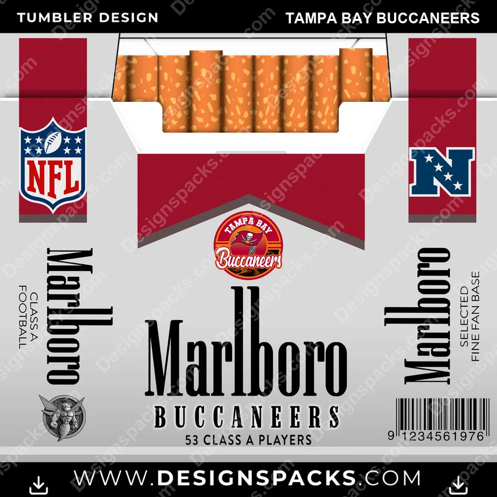 Football Marlboro Tampa Bay Buccaneers NFL Football Tumbler Digital Wrap Design Download