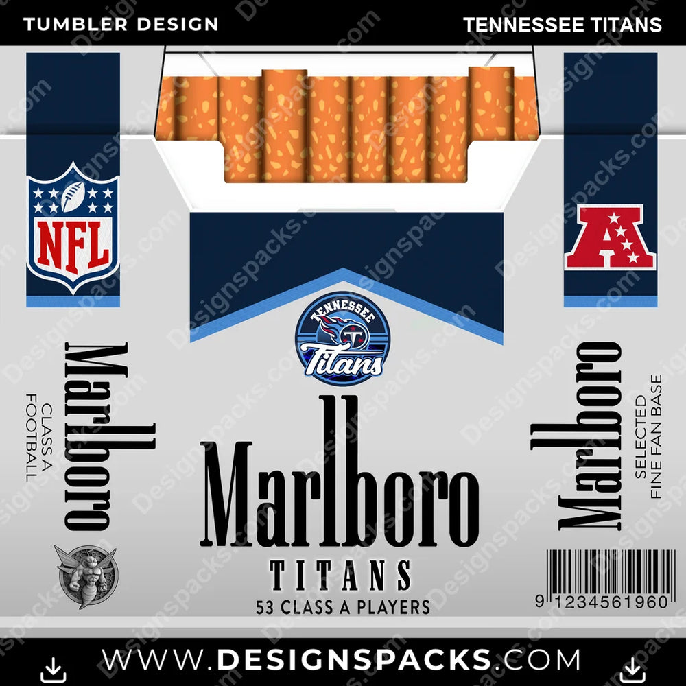 Football Marlboro Tennessee Titans NFL Football Tumbler Digital Wrap Design Download