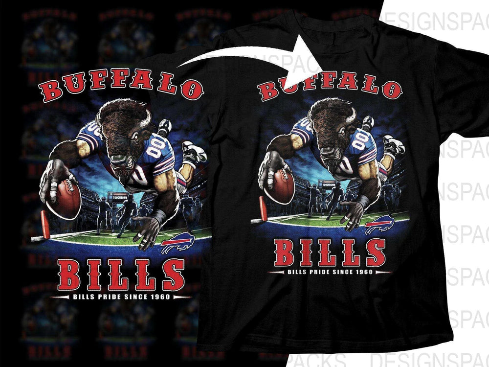 Football Mascot BUFFALO BILLS Team Halftone Png Digital Download