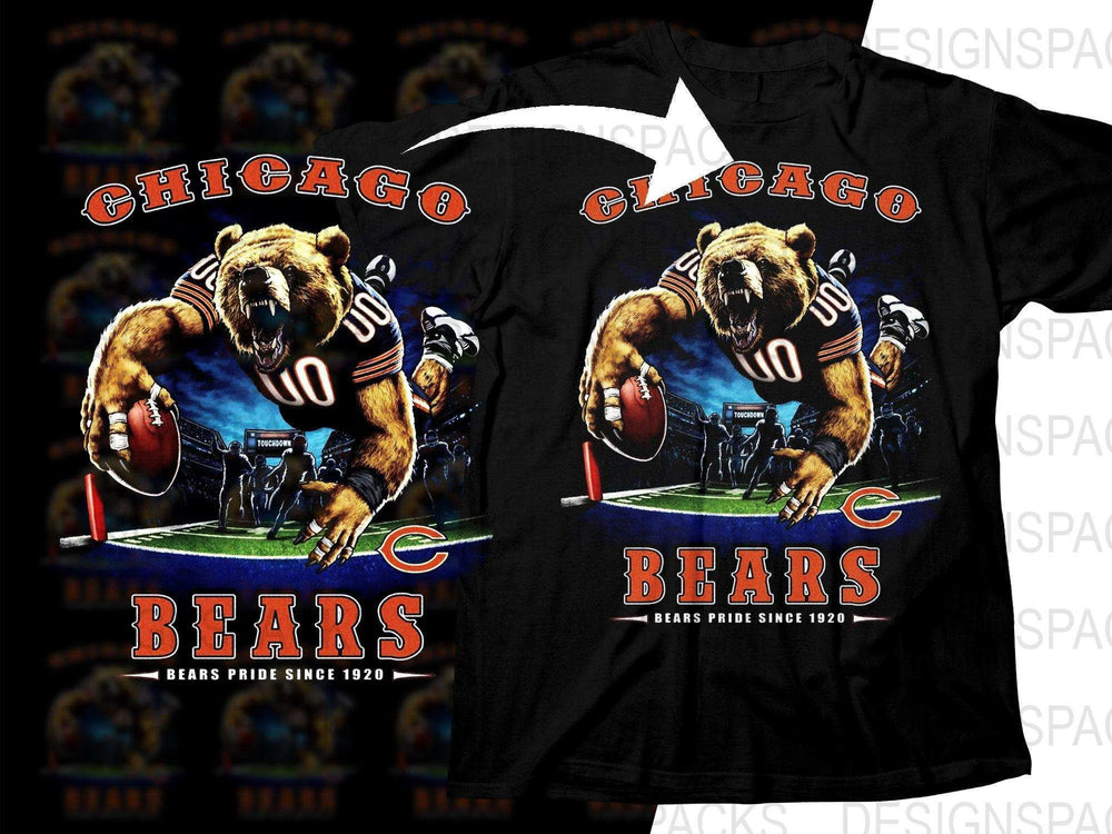 Football Mascot CHICAGO BEARS Team Halftone Png Digital Download
