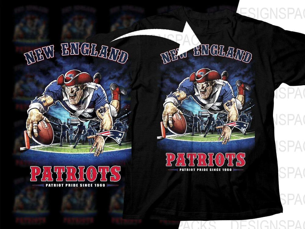 Football Mascot NEW ENGLAND PATRIOTS Team Halftone Png Digital Download