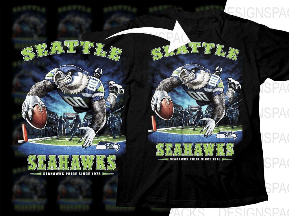 Football Mascot SEATTLE SEAHAWKS Team Halftone Png Digital Download